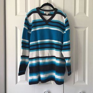 Blue, White, and Black Striped Sweater